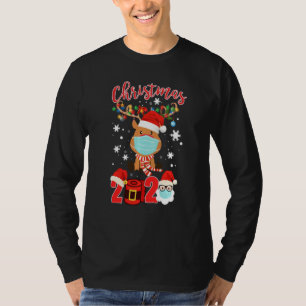 Funny Reindeer Webemaske Tree Light Christm T-Shirt