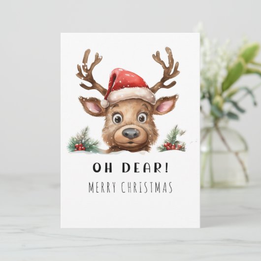 Funny Reindeer Weihnachtskarte (Stehend Vorderseite)