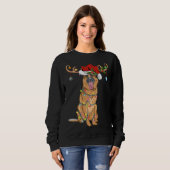 Funny Reindeer Weihnachtsmannmütze German Shepherd Sweatshirt (Vorne ganz)