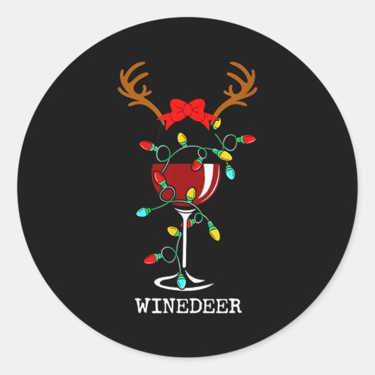 Funny Reindeer Winedeer Reinbeer Matching Couples Runder Aufkleber (Vorderseite)