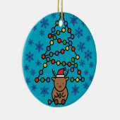 Funny Reindeer with Plug and Christmas Light Tree Keramik Ornament (Rechts)