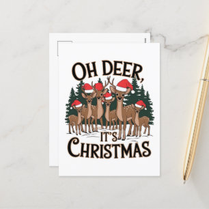 Funny Reindeer Word Art Feiertagspostkarte