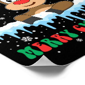 Funny Reindeer Xmas Familie Frohe Weihnachten Poster (Ecke)