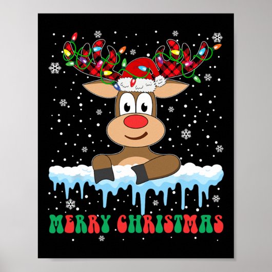 Funny Reindeer Xmas Familie Frohe Weihnachten Poster (Vorne)