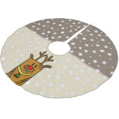 Funny Reindeer Zeichnend Star Pattern Polyester Weihnachtsbaumdecke (Schrägansicht)