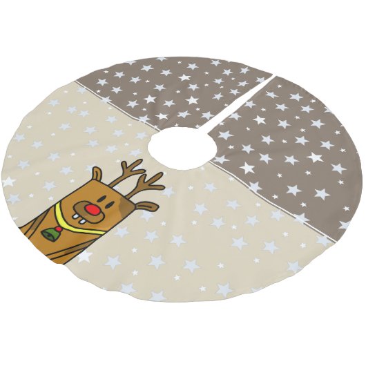 Funny Reindeer Zeichnend Star Pattern Polyester Weihnachtsbaumdecke (Schrägansicht)