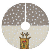 Funny Reindeer Zeichnend Star Pattern Polyester Weihnachtsbaumdecke (Vorderseite)
