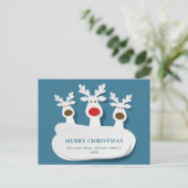 Funny Reindeers Frohe Weihnachten Firmengrüße Postkarte (Stehend Vorderseite)