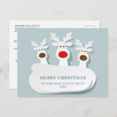 Funny Reindeers Frohe Weihnachten Firmengrüße Postkarte (Vorne/Hinten)