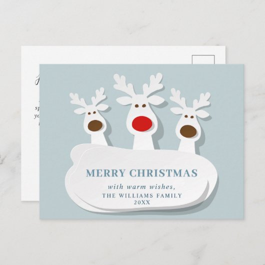 Funny Reindeers Frohe Weihnachts Grußurlaub Postkarte (Vorne/Hinten)