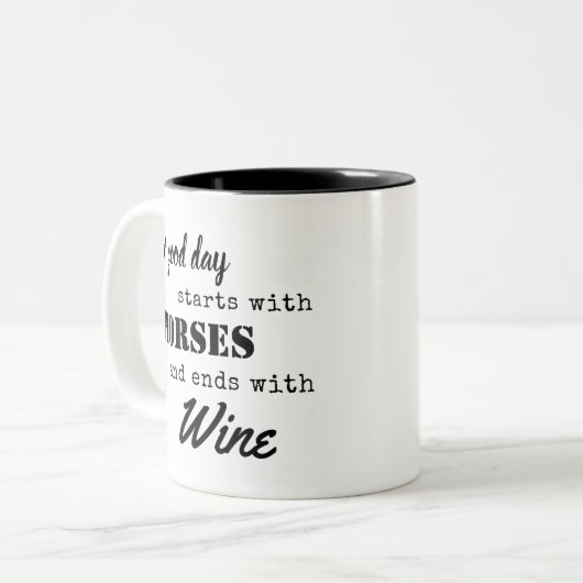 Funny Reitpferd Kaffee Tee Zweifarbige Tasse (Vorderseite Links)