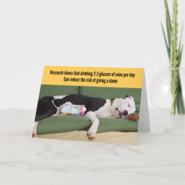 Funny Relaxter Hund mit Wein Geburtstag Karte