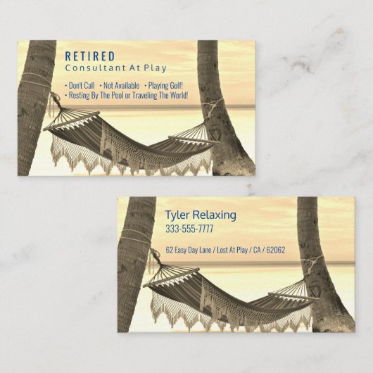 Funny Remüde, Beach Hammock, DIY Profession Gag Visitenkarte (Vorne/Hinten)