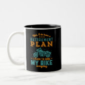 Funny Remüde Bike Ruhestandsplan Rad Motorrad Zweifarbige Tasse (Links)