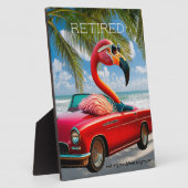 Funny Remüde Flamingo in Convertible am Strand Fotoplatte (Seite)