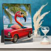 Funny Remüde Flamingo in Convertible am Strand Fotoplatte (Seite)