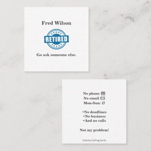 Funny Remüde Go Frage Jemand Anderes Visitenkarte Telefonnummerkarte (Vorne/Hinten)