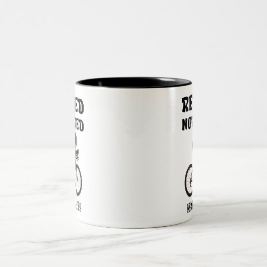 Funny Remüde nicht müde Radfahrer Zweifarbige Tasse (Mittel)