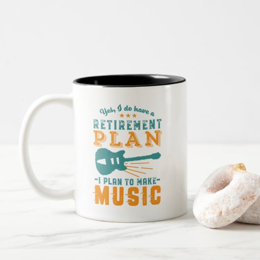Funny Remüde Pensionsplan machen Gitarrenmusik Zweifarbige Tasse (Mit Donut)