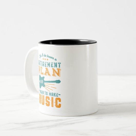 Funny Remüde Pensionsplan machen Gitarrenmusik Zweifarbige Tasse (Vorderseite Links)