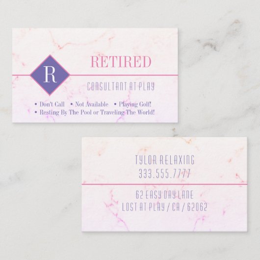 Funny Remüde, rosa Marmor, DIY Pink Gag Visitenkarte (Vorne/Hinten)