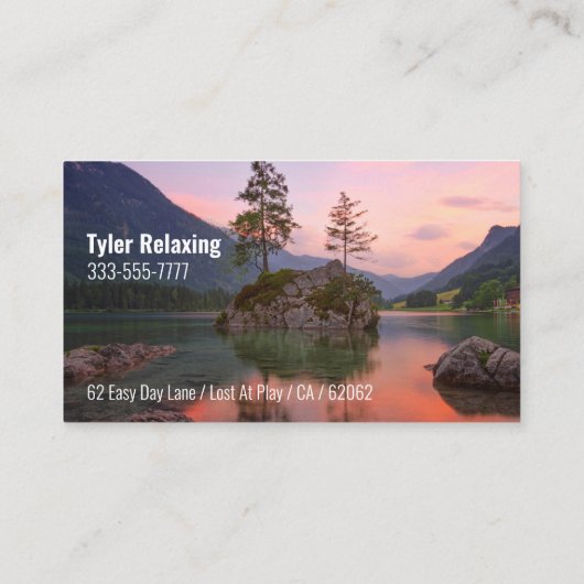 Funny Remüde, Sunset Lake, DIY Professioneller Gag Visitenkarte (Rückseite)
