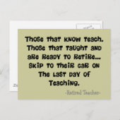 Funny Remüde Teacher Geschenke Postkarte (Vorne/Hinten)