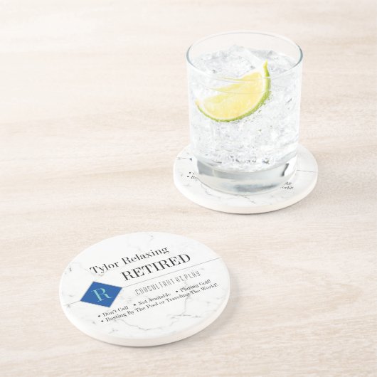 Funny Remüde, weißer Marmor, DIY Profession Gag Getränkeuntersetzer (Seite)