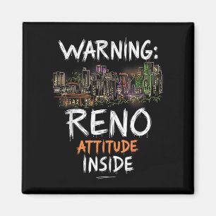 Funny Reno Nevada Night Skyline Vintag Magnet