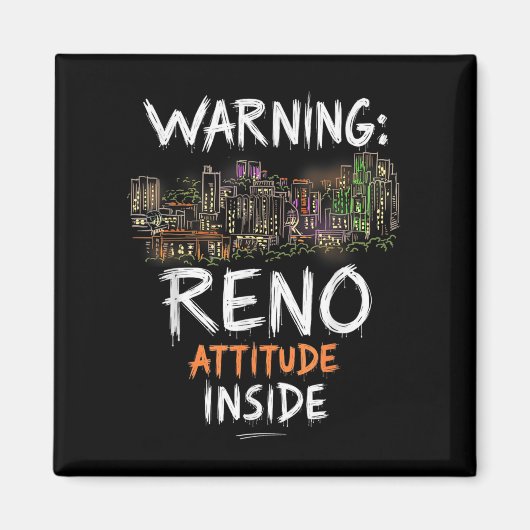 Funny Reno Nevada Night Skyline Vintag Magnet (Vorne)