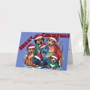 Funny Rescue Hunde in Weihnachtsmannmützen Weihnac Karte