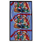 Funny Rescue Hunde in Weihnachtsmannmützen Weihnac Kleine Geschenktüte (Rückseite)