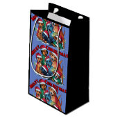 Funny Rescue Hunde in Weihnachtsmannmützen Weihnac Kleine Geschenktüte (Rückseite Schrägansicht)