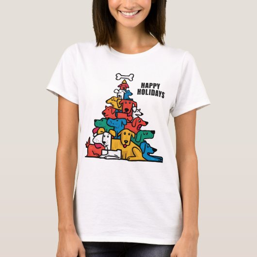 Funny Rescue Hunde Weihnachtsbaum Abstrakt T-Shirt (Vorderseite)