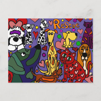 Funny Rescue Pets Liebe Abstrakt Art Postkarte