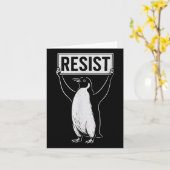 Funny Resist Penguin Activism Graphic Design Vinta Karte (Gelbe Blume)