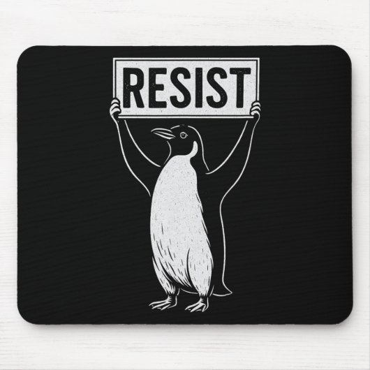 Funny Resist Penguin Activism Graphic Design Vinta Mousepad (Vorne)
