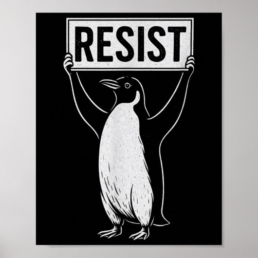 Funny Resist Penguin Activism Graphic Design Vinta Poster (Vorne)