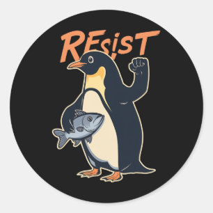 Funny Resist Penguin Aktivismus Protest gegen Tari Runder Aufkleber