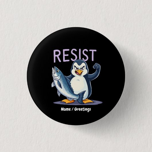 Funny Resist Pinguin Protest gegen Zölle Button (Vorderseite)