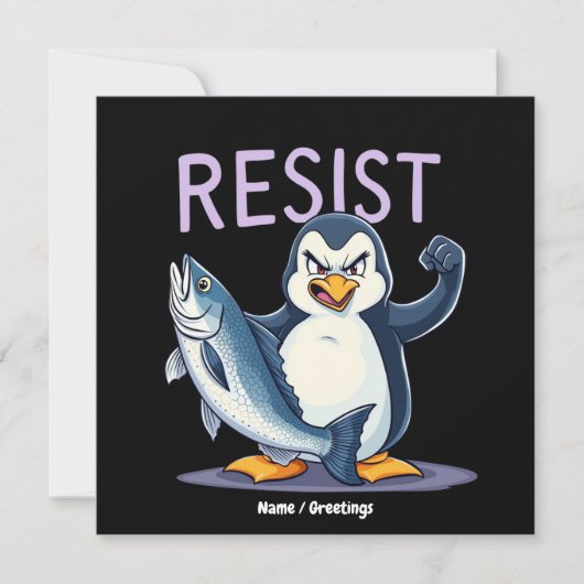 Funny Resist Pinguin Protest gegen Zölle Einladung (Vorderseite)