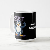 Funny Resist Pinguin Protest gegen Zölle Kaffeetasse (Vorderseite Links)