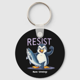 Funny Resist Pinguin Protest gegen Zölle Schlüsselanhänger