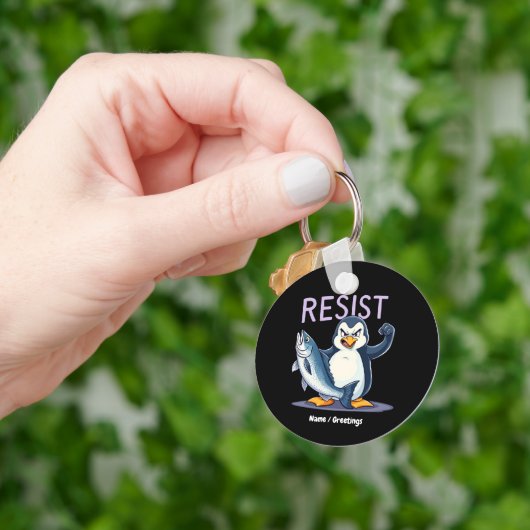 Funny Resist Pinguin Protest gegen Zölle Schlüsselanhänger (Hand)