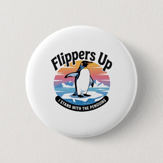 Funny Resist Pinguins Protest gegen Zölle 2 Button (Vorderseite)