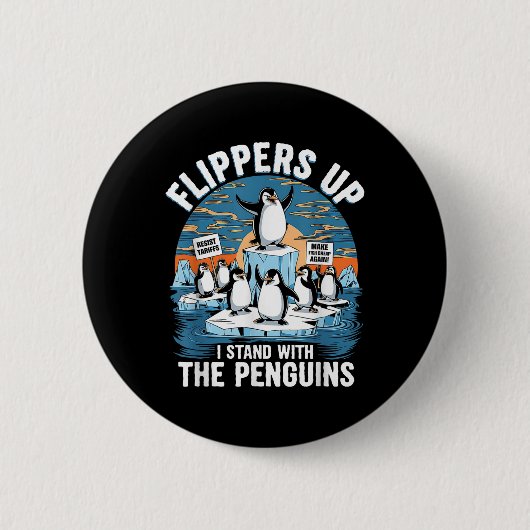 Funny Resist Pinguins Protest gegen Zölle Button (Vorderseite)