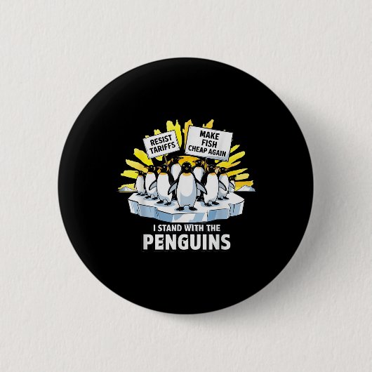 Funny Resist Pinguins Protest gegen Zölle Button (Vorderseite)