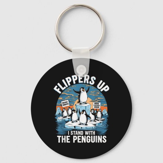 Funny Resist Pinguins Protest gegen Zölle Schlüsselanhänger (Vorderseite)