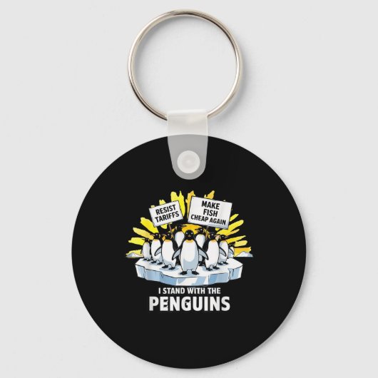 Funny Resist Pinguins Protest gegen Zölle Schlüsselanhänger (Vorderseite)