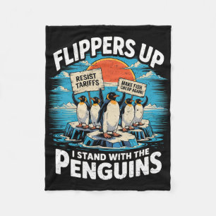 Funny Resist Pinguins protestieren gegen Zölle 1 Fleecedecke